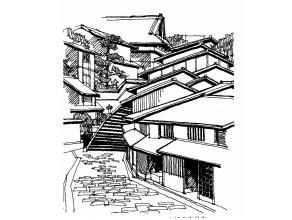 ・通りに面した出格子は、ここのまちづくりの必須事項。　時空の連続性が感じられる、京都の坂道