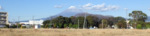 ●富士山を背景に、開発前の既存樹林と社宅跡地風景